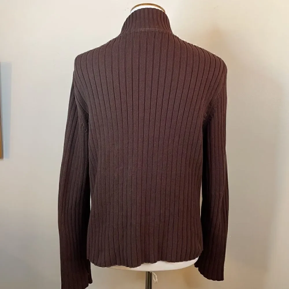 Jones New York Sport Brown Suede Mixed Media Full Zip Jacket (Size: Large)